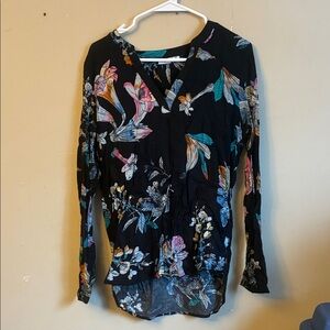 Elegant Floral Women's Blouse in Blue (Bin E)